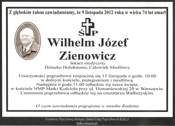 nekrolog jozef zienowicz